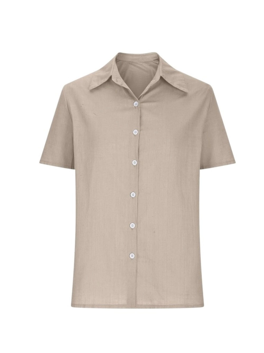 Women’s Short-Sleeve Button-Up Shirt - Beige